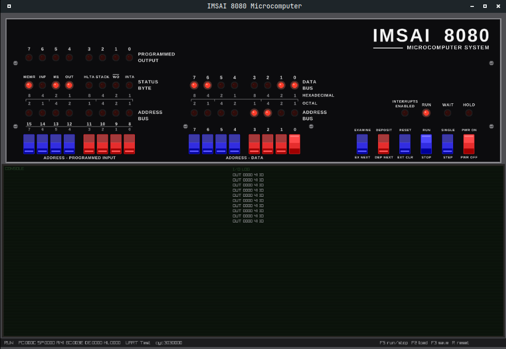 IMSAI 8080 Emulator front panel GUI
